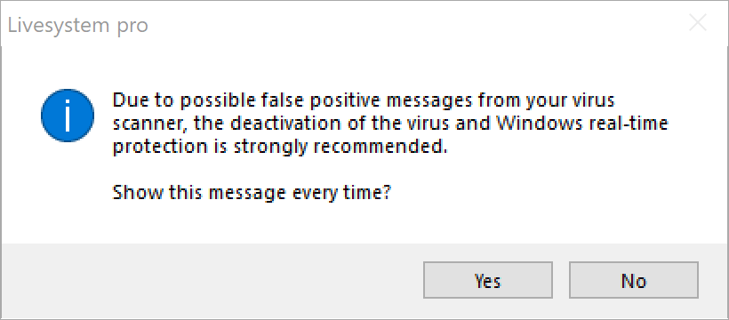 Anti-virus software warning